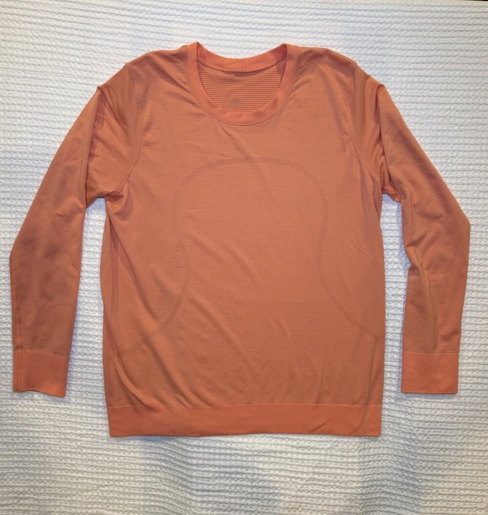 Lululemon Swiftly Tech Long Sleeve Shirt Women Coral Orange Athletic Top